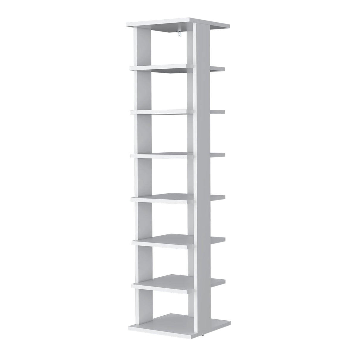 7 Tier White Wood Tall Shelving Unit