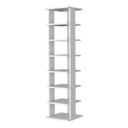 7 Tier White Wood Tall Shelving Unit