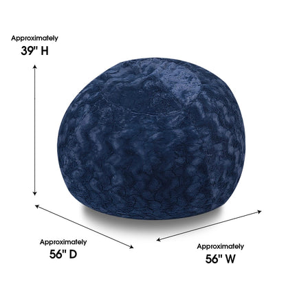 Navy Faux Fur Bean Bag Chair, 5ft Cozy Lounger for Adults and Kids