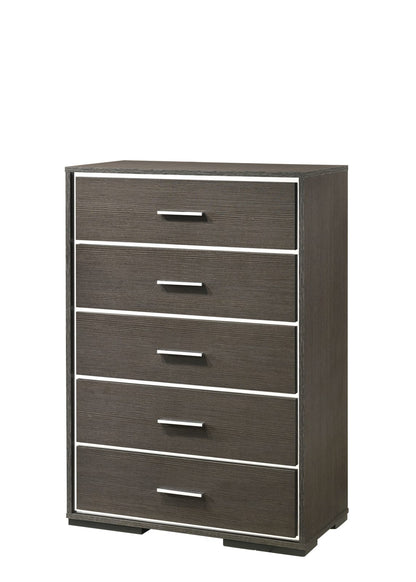 Gray Oak Dresser Chest - 5 Drawer Storage for Bedroom
