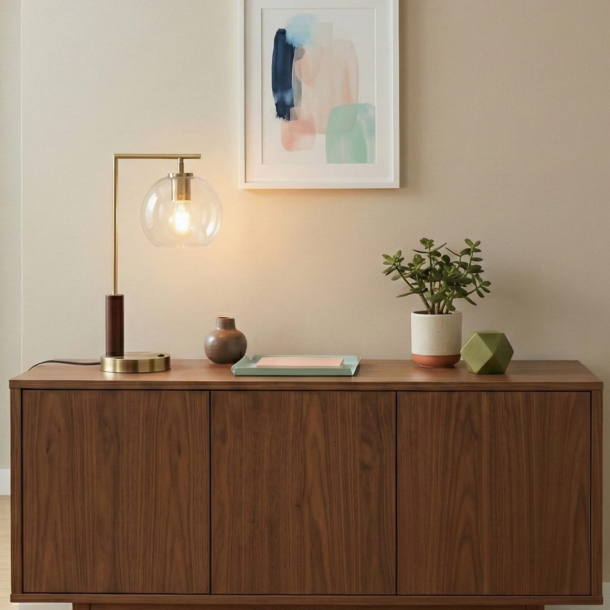 Gold Metal Table & Floor Lamp - Living Room Bedroom