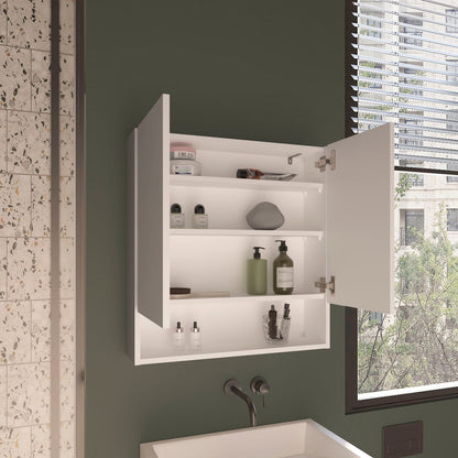 Wall Mounted White Bathroom Medicine Cabinet with 4 Shelves