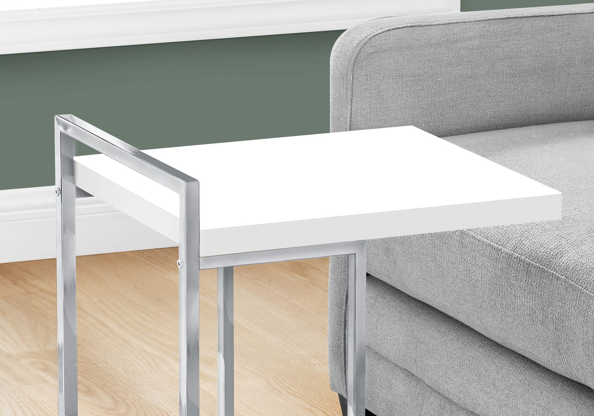White C-Shaped Accent Table - Bedroom or Living Room