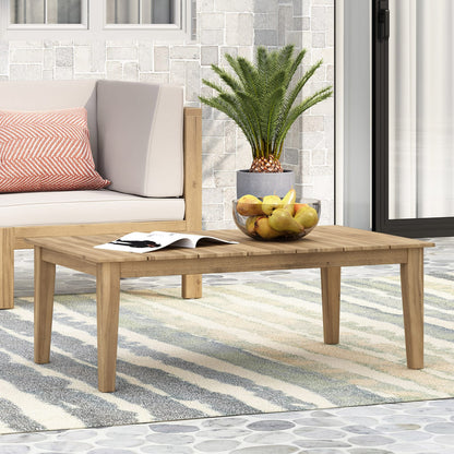 Acacia Wood Outdoor Coffee Table - Light Brown, 39.5" L