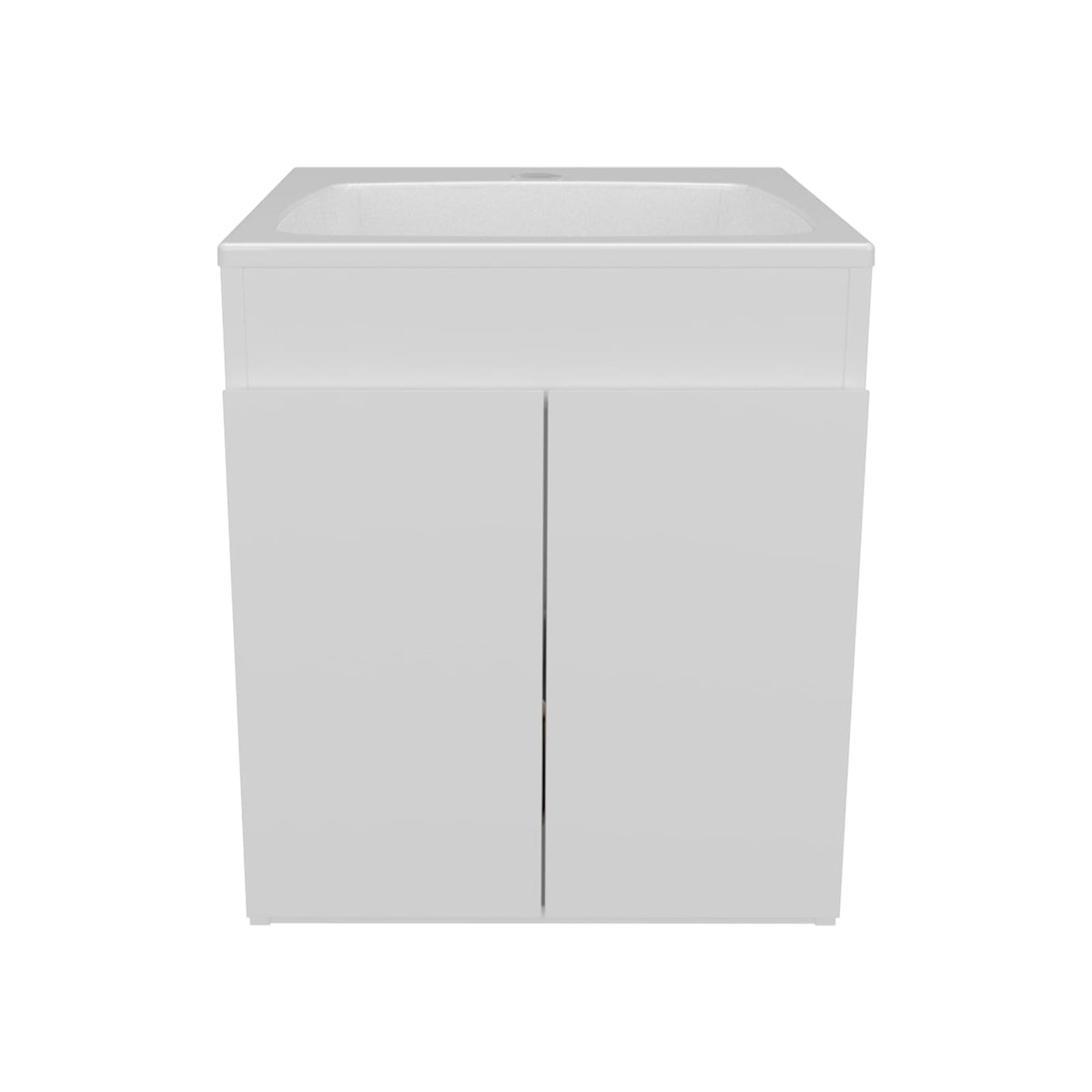White Bathroom Vanity with Drawers & Shelf - Wall Mounted Storage