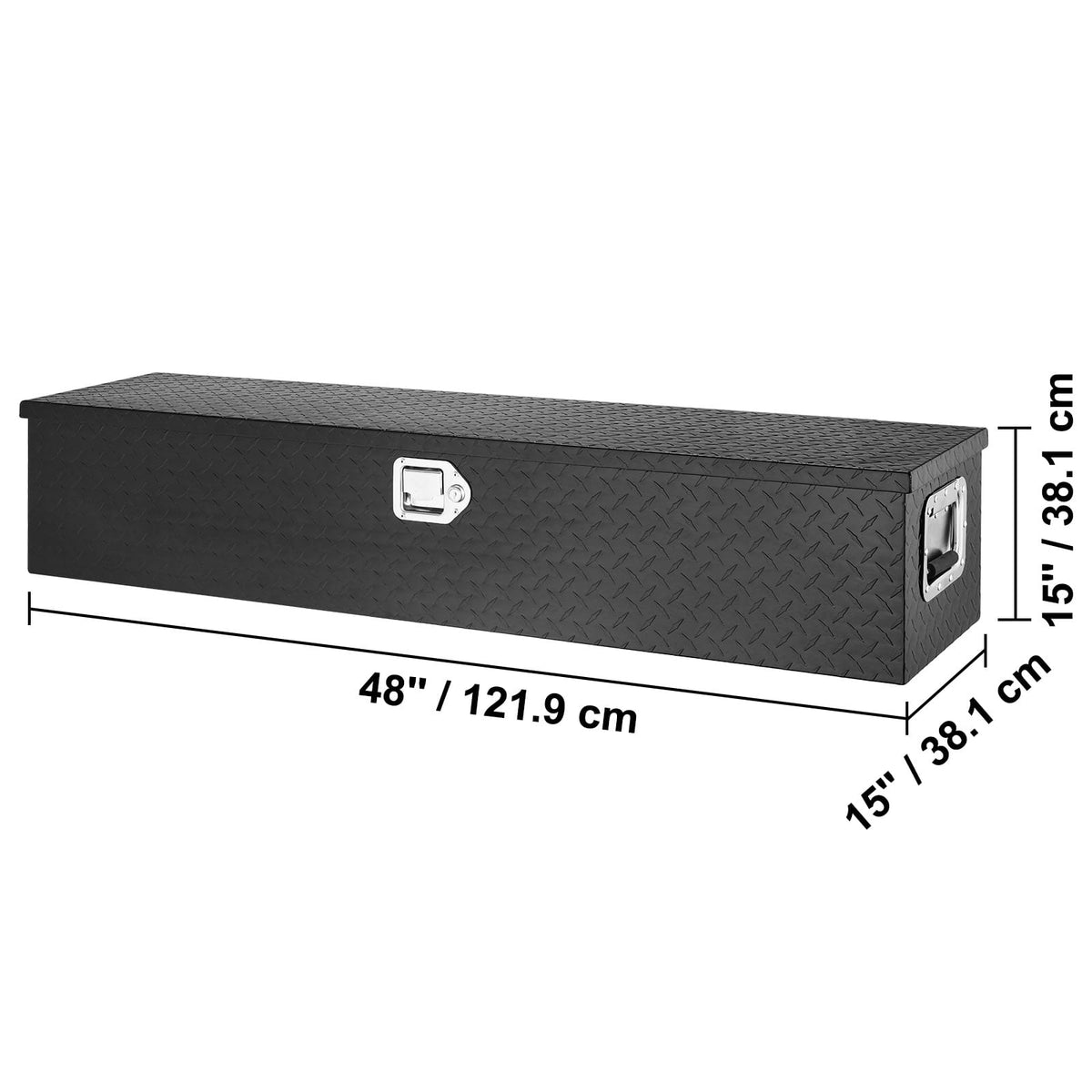 Black Aluminum Truck Toolbox with Lock for Vehicle Storage