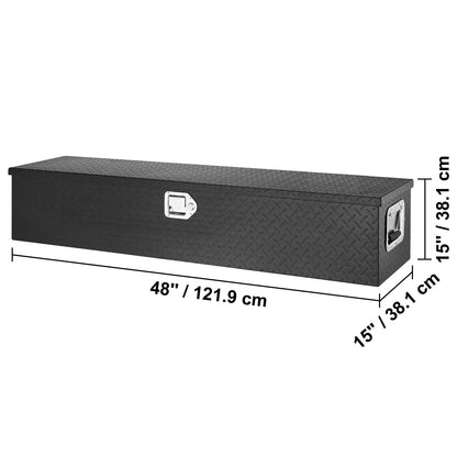 Black Aluminum Truck Toolbox with Lock for Vehicle Storage