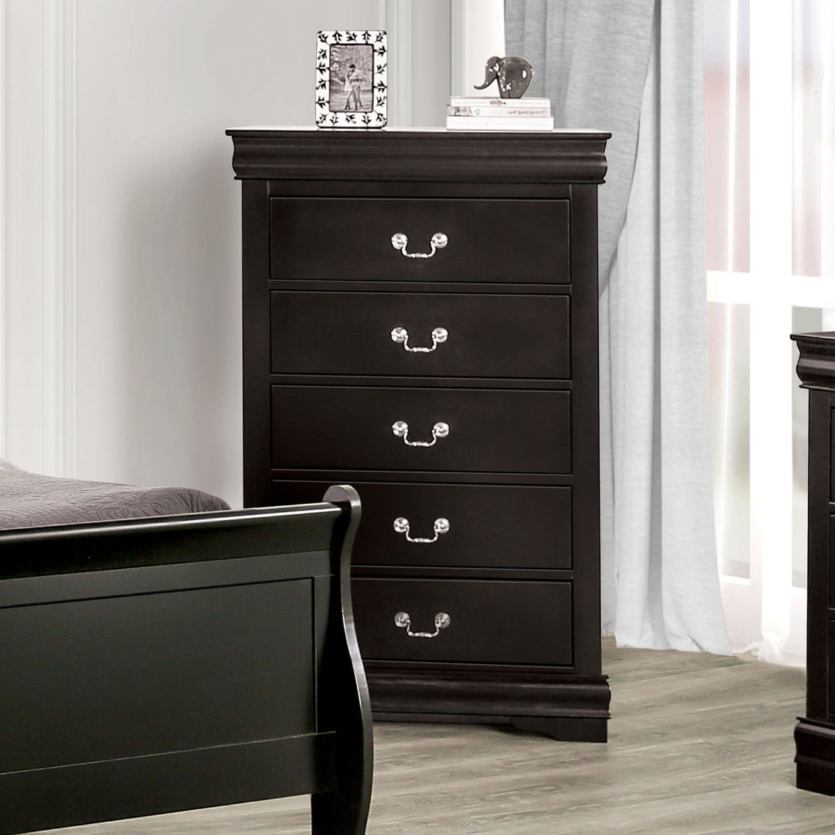Black Solid Wood Bedroom Dresser - 31.5" W x 15.5" D x 48" H