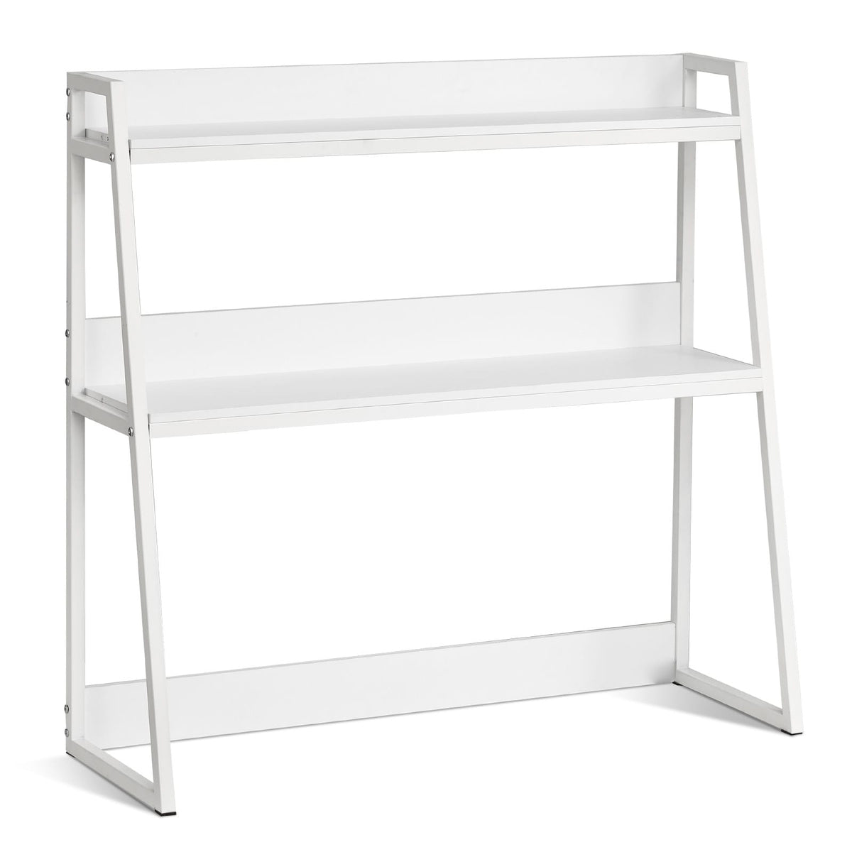 White Metal Desktop Bookshelf - 37.4" Storage Rack for Living Room