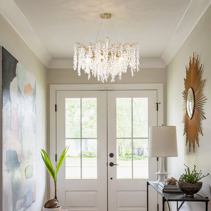 10-Light Gold Metal Chandelier - Farmhouse Style Lighting