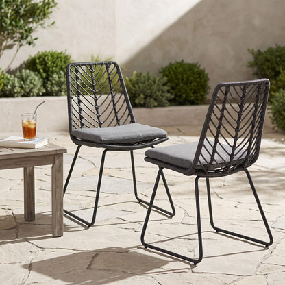 Gray PE Rattan Patio Chairs - 2-Piece Set with Cushions