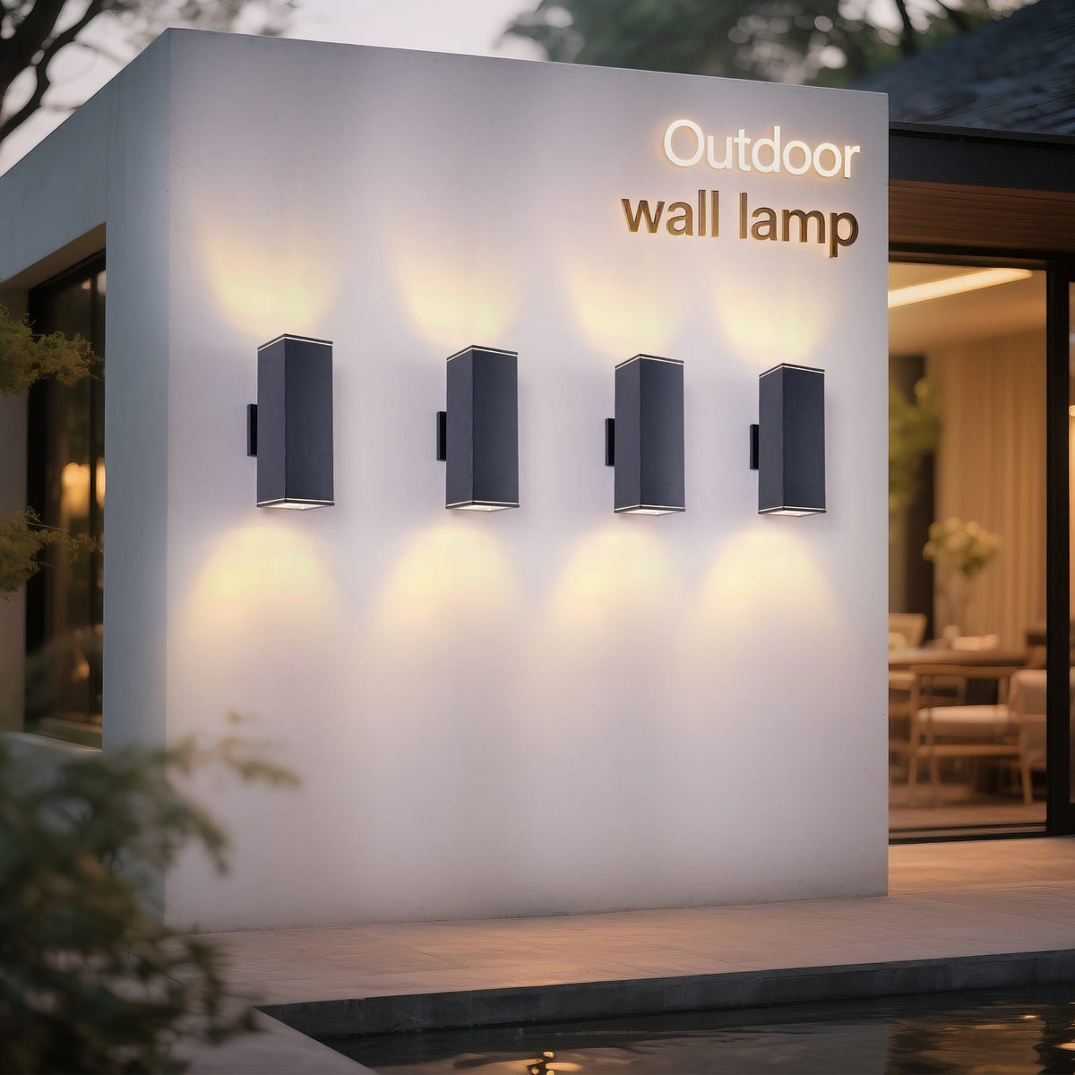 Modern Black Aluminium Outdoor Wall Lights - 4 Pack