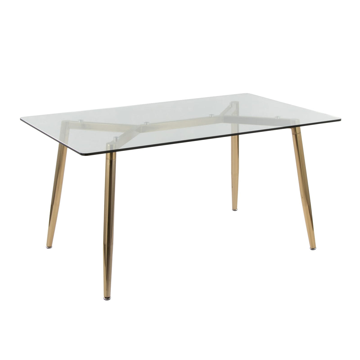 Gold Glass Dining Table with Metal Legs for Modern Dining Room
