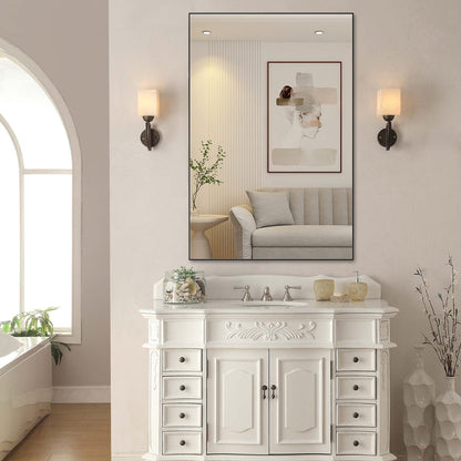 48"x32" Oversized Bathroom Mirror - Black Aluminum Frame