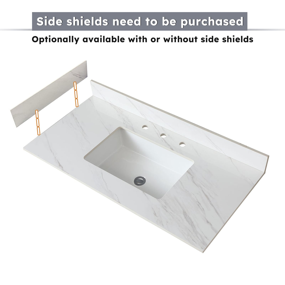 White Sintered Stone Bathroom Sidesplash 22 Inch
