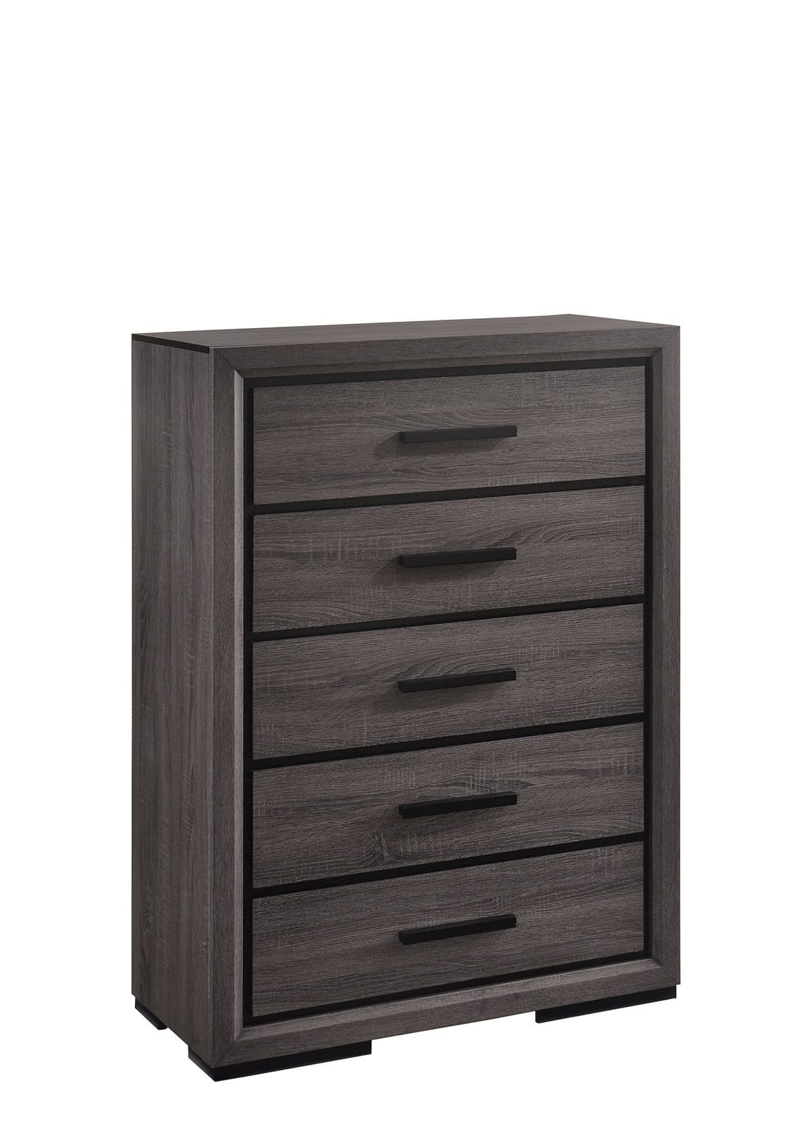 Contemporary Gray Paper Chest for Bedroom Storage with Black Trim