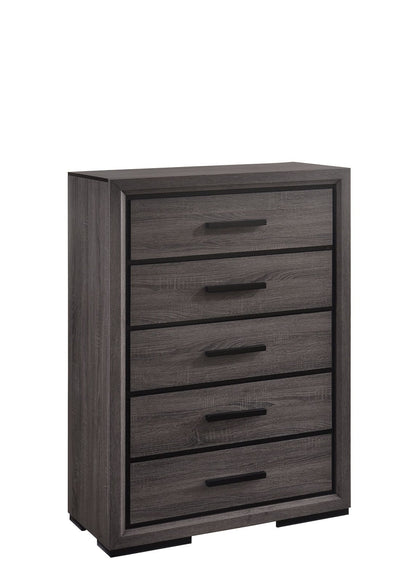 Contemporary Gray Paper Chest for Bedroom Storage with Black Trim