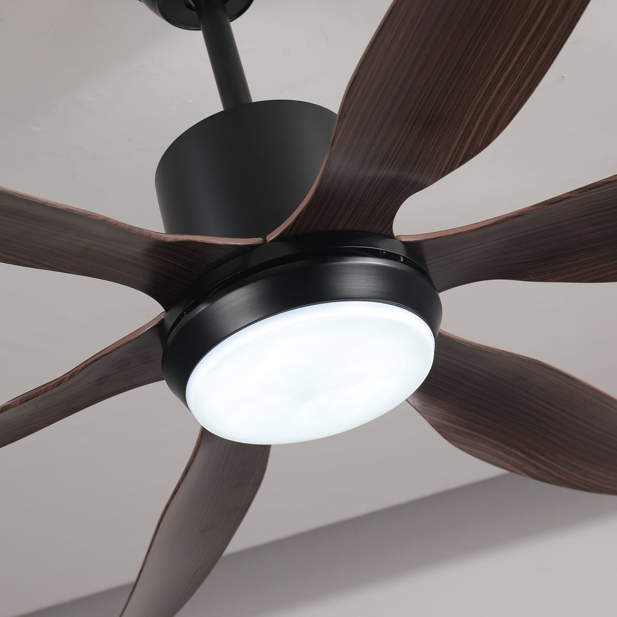 6 Blade Ceiling Fan Matte Black DC Motor Remote Control