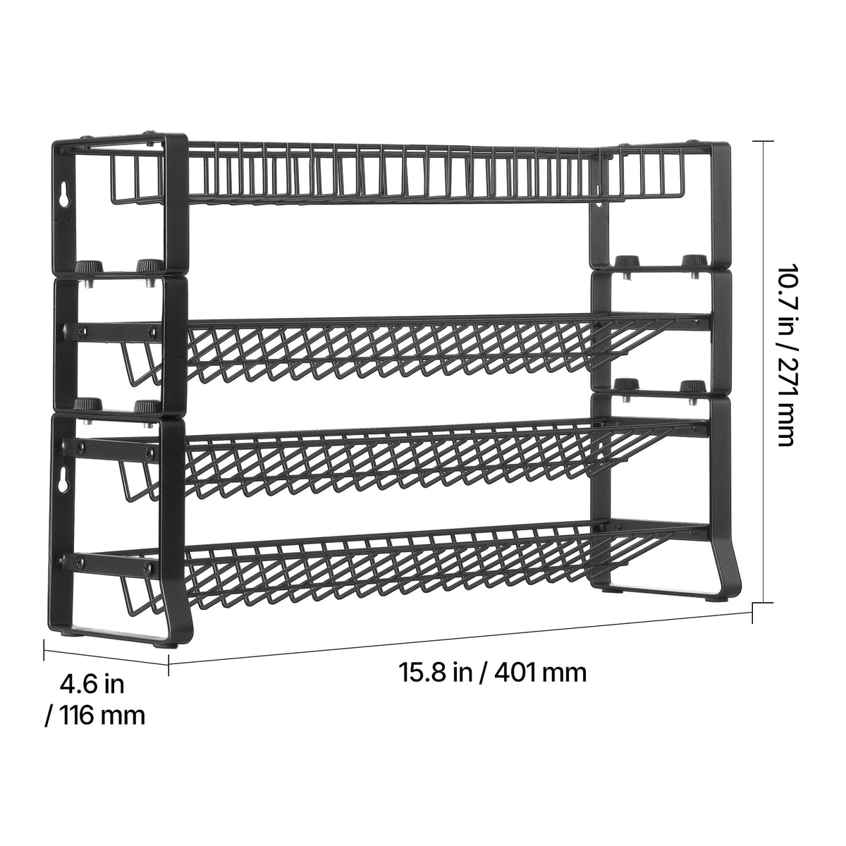 Black Iron Spice Rack Organizer - 3 Tier Kitchen Storage