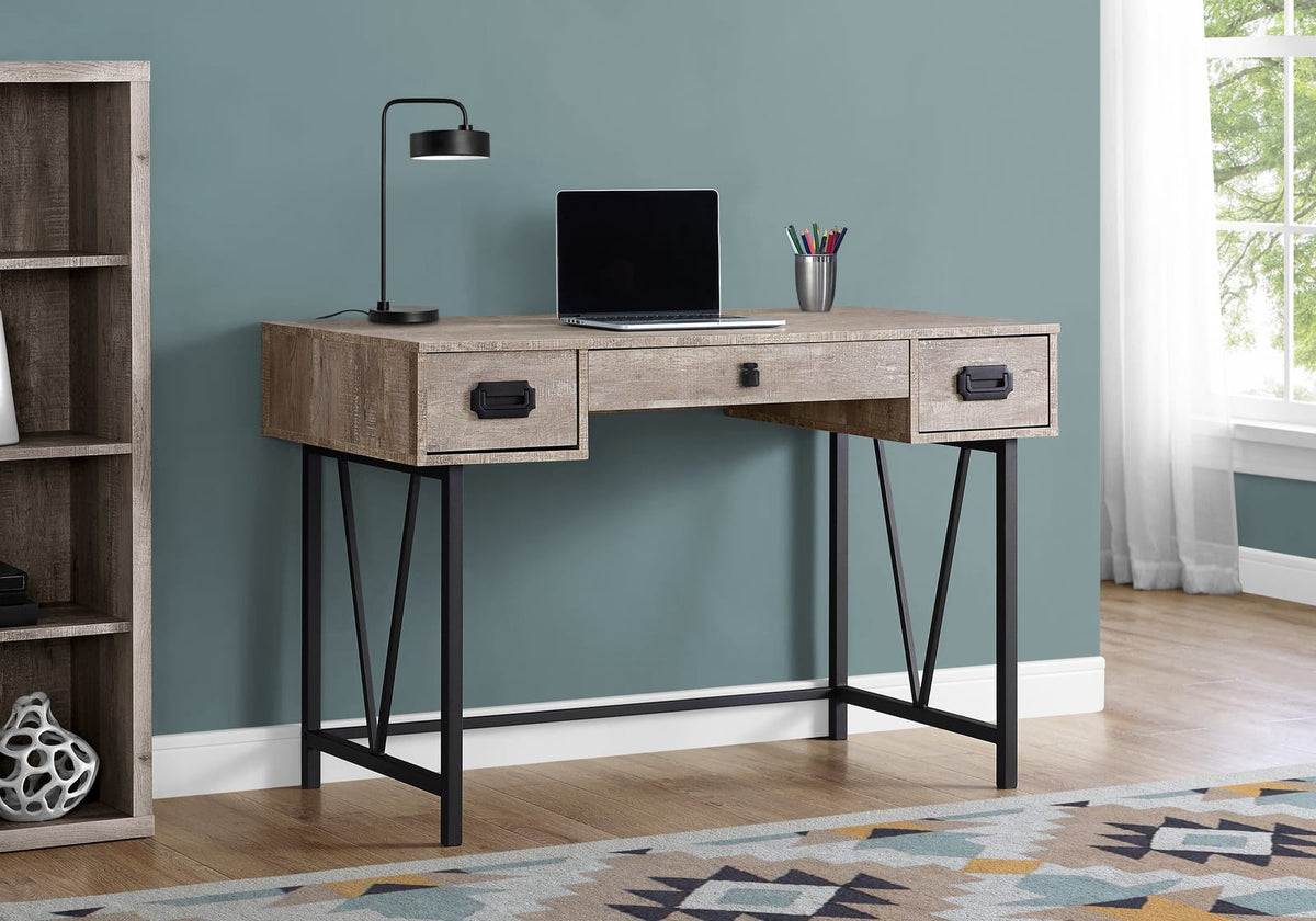 Taupe Computer Desk - Home Office Storage Drawers