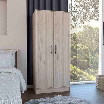 71" Light Gray Bedroom Dresser with Hanging Rod
