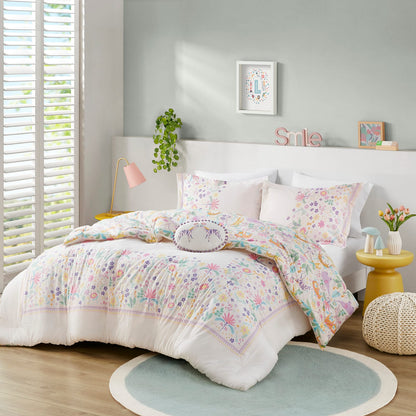 Twin Floral Reversible Comforter Set Purple