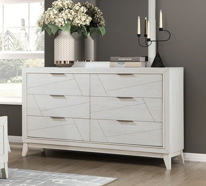 Antique White Dresser - 6 Drawers Modern Bedroom Storage