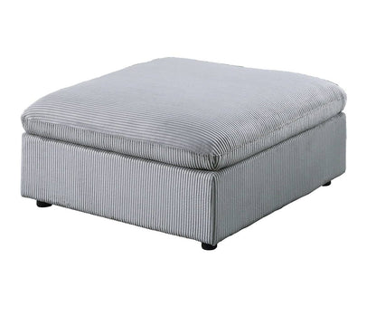Contemporary Light Gray Corduroy Ottoman - 39" Square