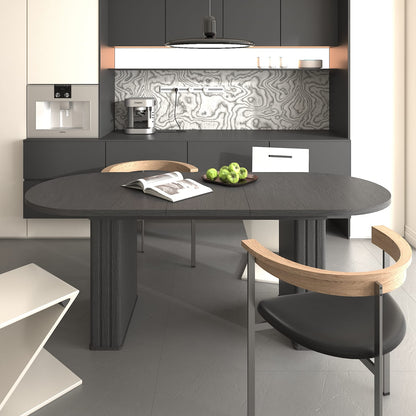 Extendable Black MDF Dining Table for Kitchen or Dining Room