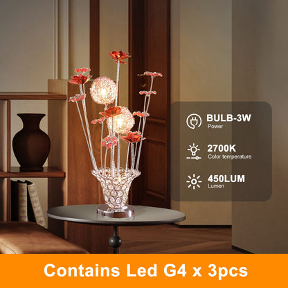 Aluminum Golden Rose Copper/Silver Wire Bud Flower Lamp - Table Nightstand Bedroom