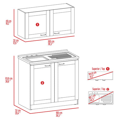 Perseus CabinetSet, Grey - 2-Part Storage Cabinets