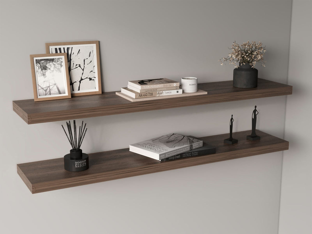 Ecco 47" Dark Brown Floating Shelves Set Of 2 for Living Room