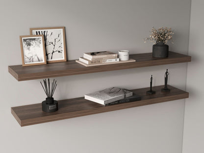 Ecco 47" Dark Brown Floating Shelves Set Of 2 for Living Room