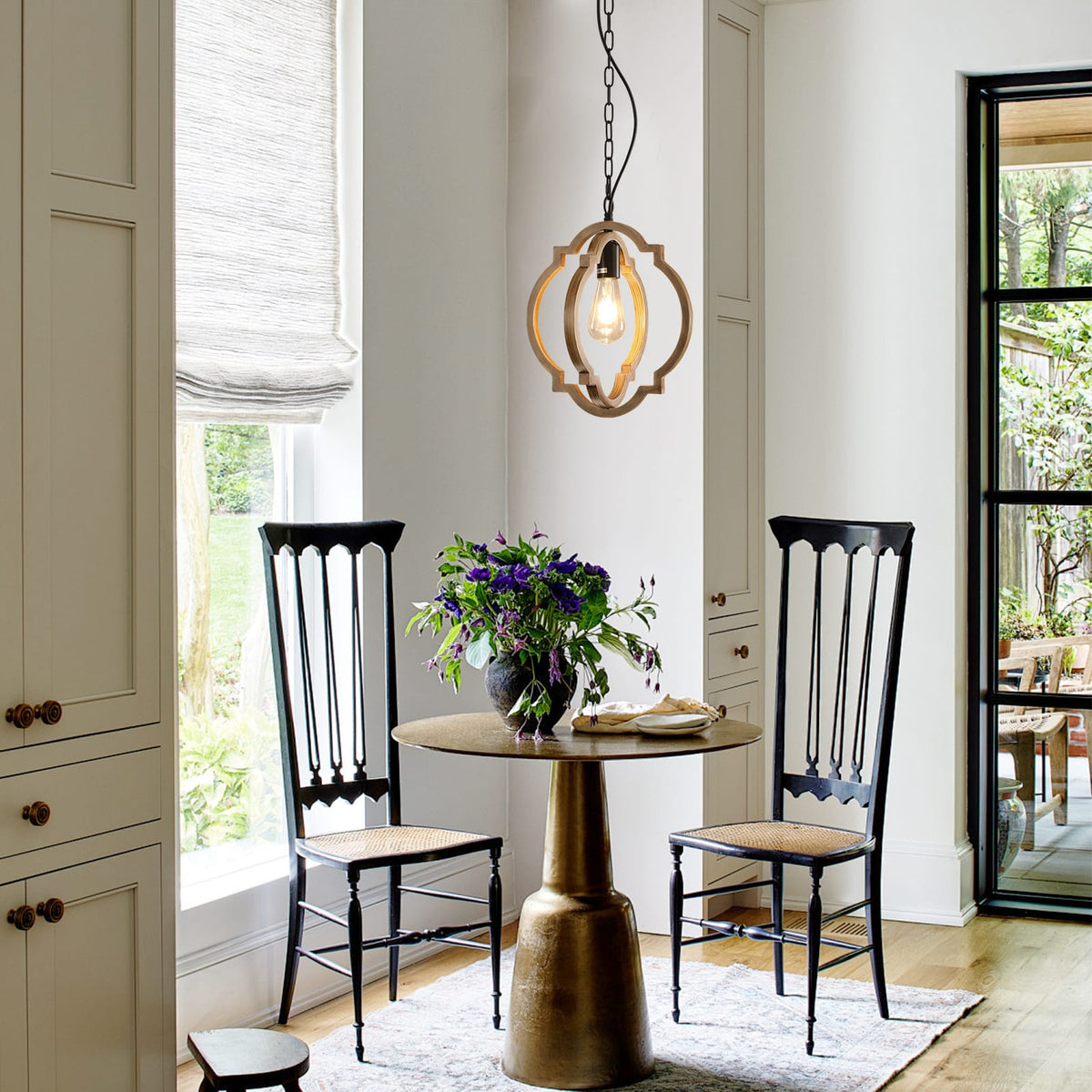 Black Brown Iron Wood Dining Room Chandelier
