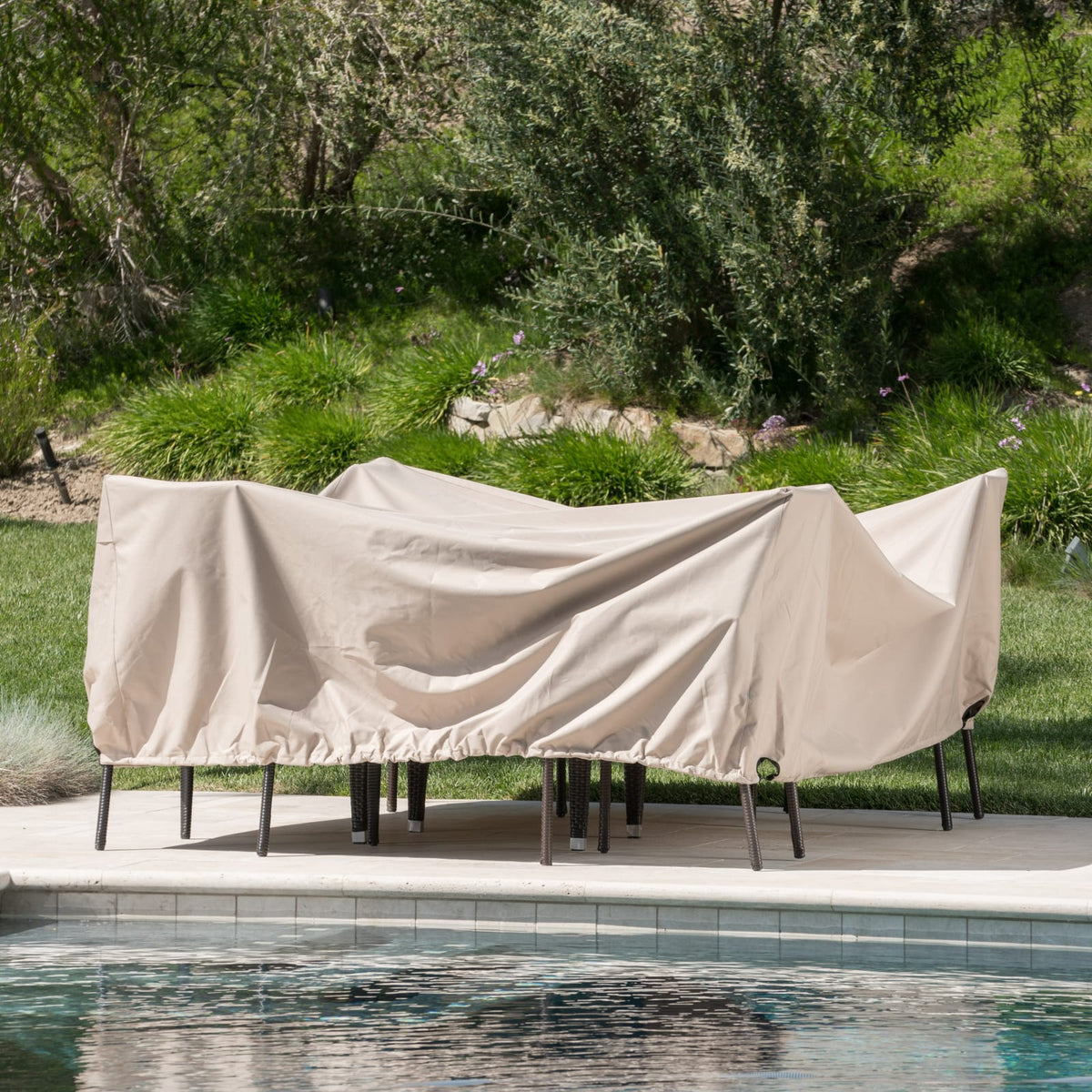 Beige Waterproof Dining Set Cover for Garden or Porch Protection