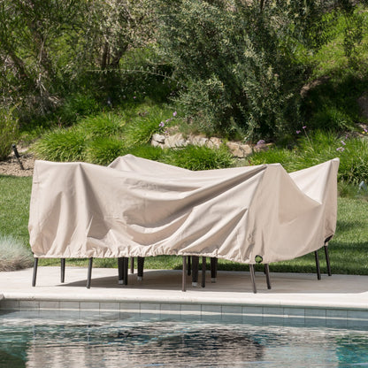 Beige Waterproof Dining Set Cover for Garden or Porch Protection