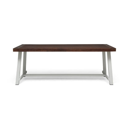 Acacia Wood Outdoor Dining Table with Metal Frame for Garden