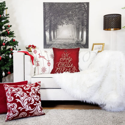 Red Velvet Christmas Pillow 20x20 with Insert