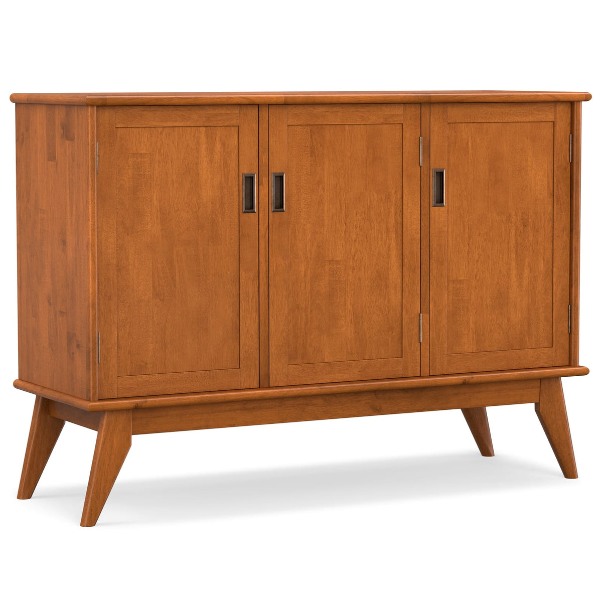 Brown Rubber Wood 3 Door Sideboard Buffet - Mid Century Style