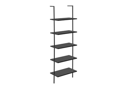 5-Tier Black Metal Bookshelf - 72" Tall Display Shelves