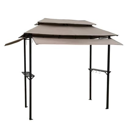 8x4ft Steel Grill Gazebo with Mushroom Canopy - Outdoor Shade Shelter