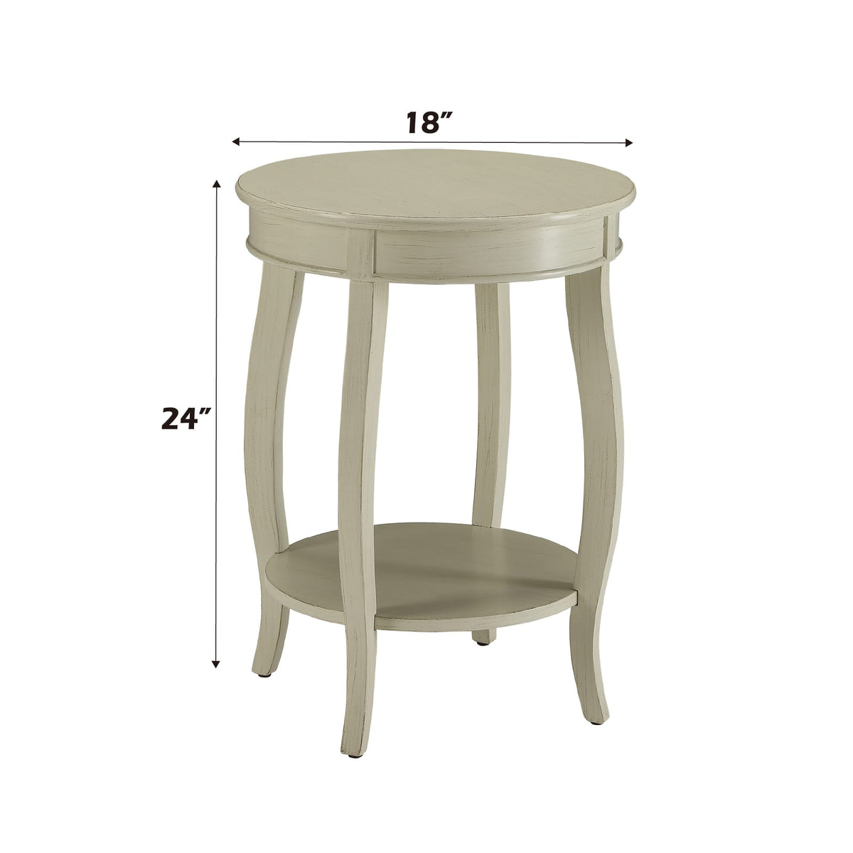 Antique White Accent Table with Storage Shelf for Living Room