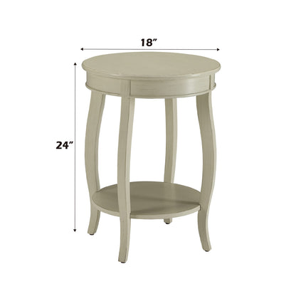 Antique White Accent Table with Storage Shelf for Living Room