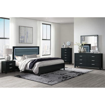 6-Drawer Black Wood Dresser for Bedroom