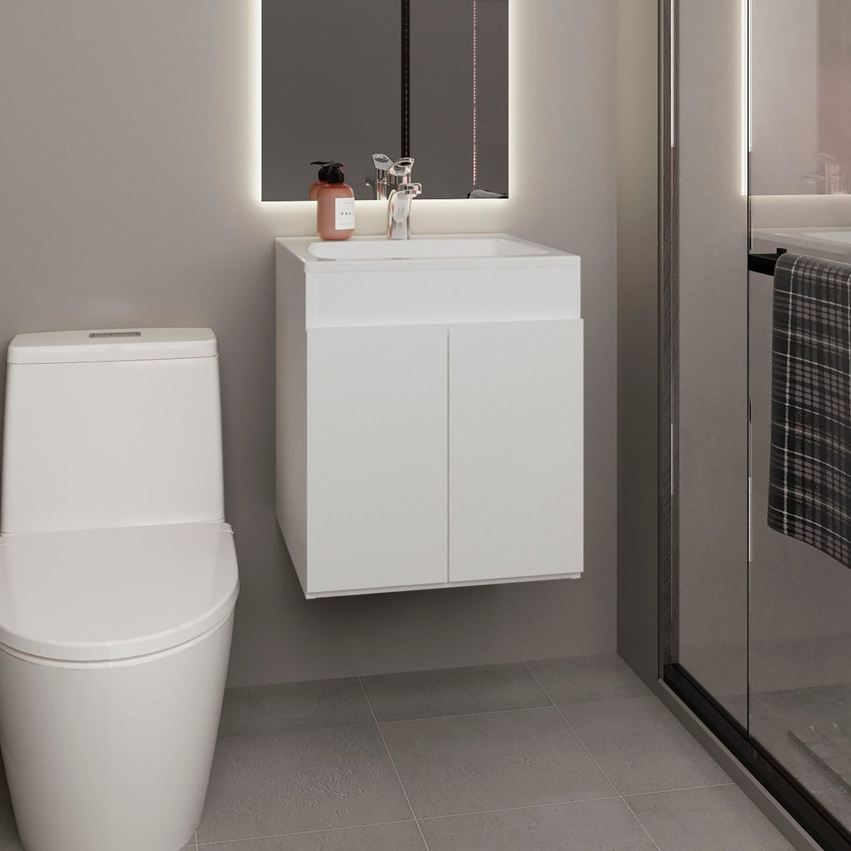 Bathroom Vanity 20.8" H, 2 Doors, White - Bathroom Storage