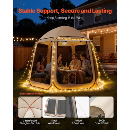 Screen House Tent 10x9.2 Beige - Family Backyard Shade