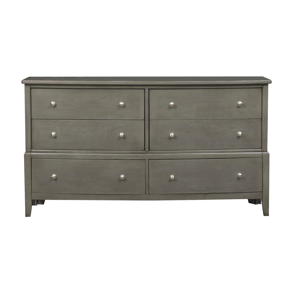 Gray Wood Dresser - 6 Drawer Bedroom Storage