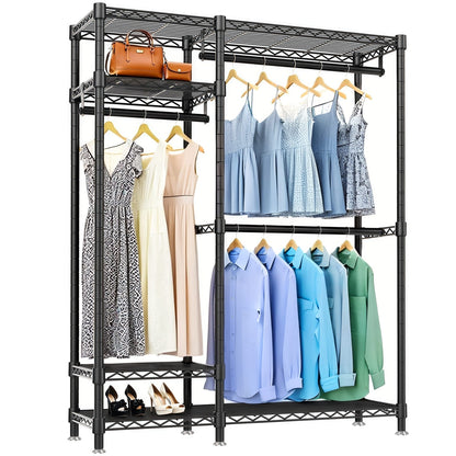 Heavy Duty Clothes Rack - Black Adjustable Shelving Unit