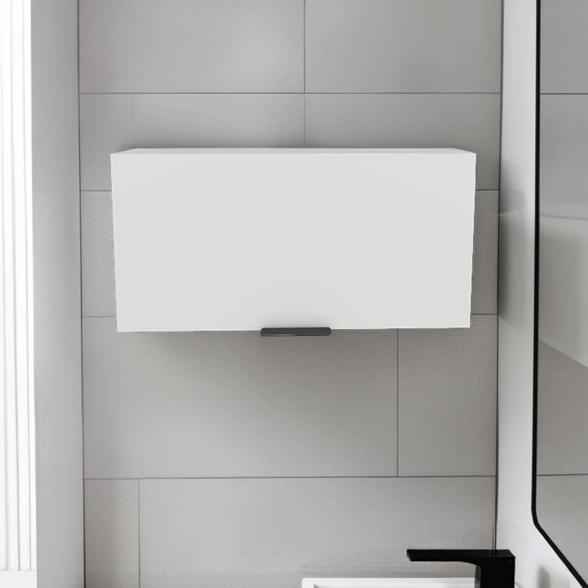 85" White Particle Board Wall Cabinet - Storage Solution for Living Room