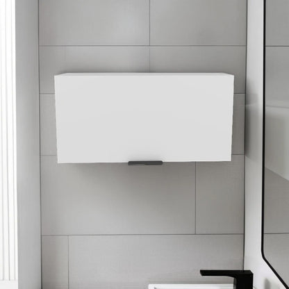 85" White Particle Board Wall Cabinet - Storage Solution for Living Room